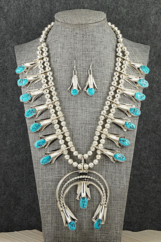 Turquoise & Sterling Silver Squash Blossom Set - Louise Yazzie