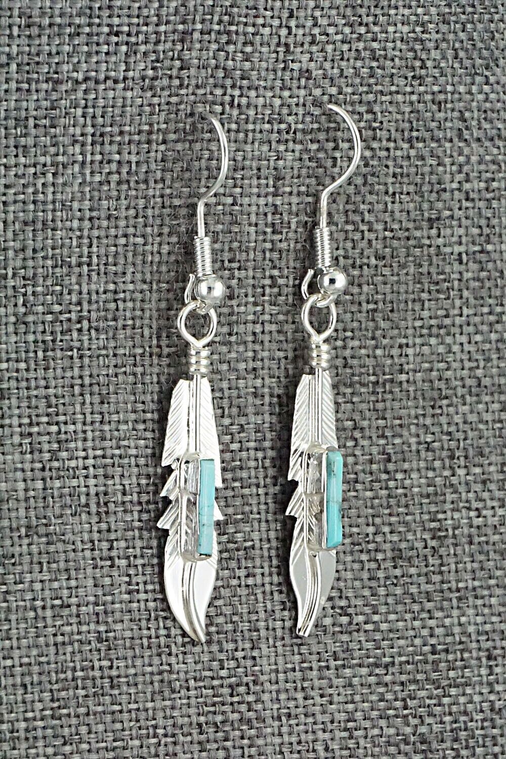 Turquoise & Sterling Silver Inlay Earrings - Allen Barney