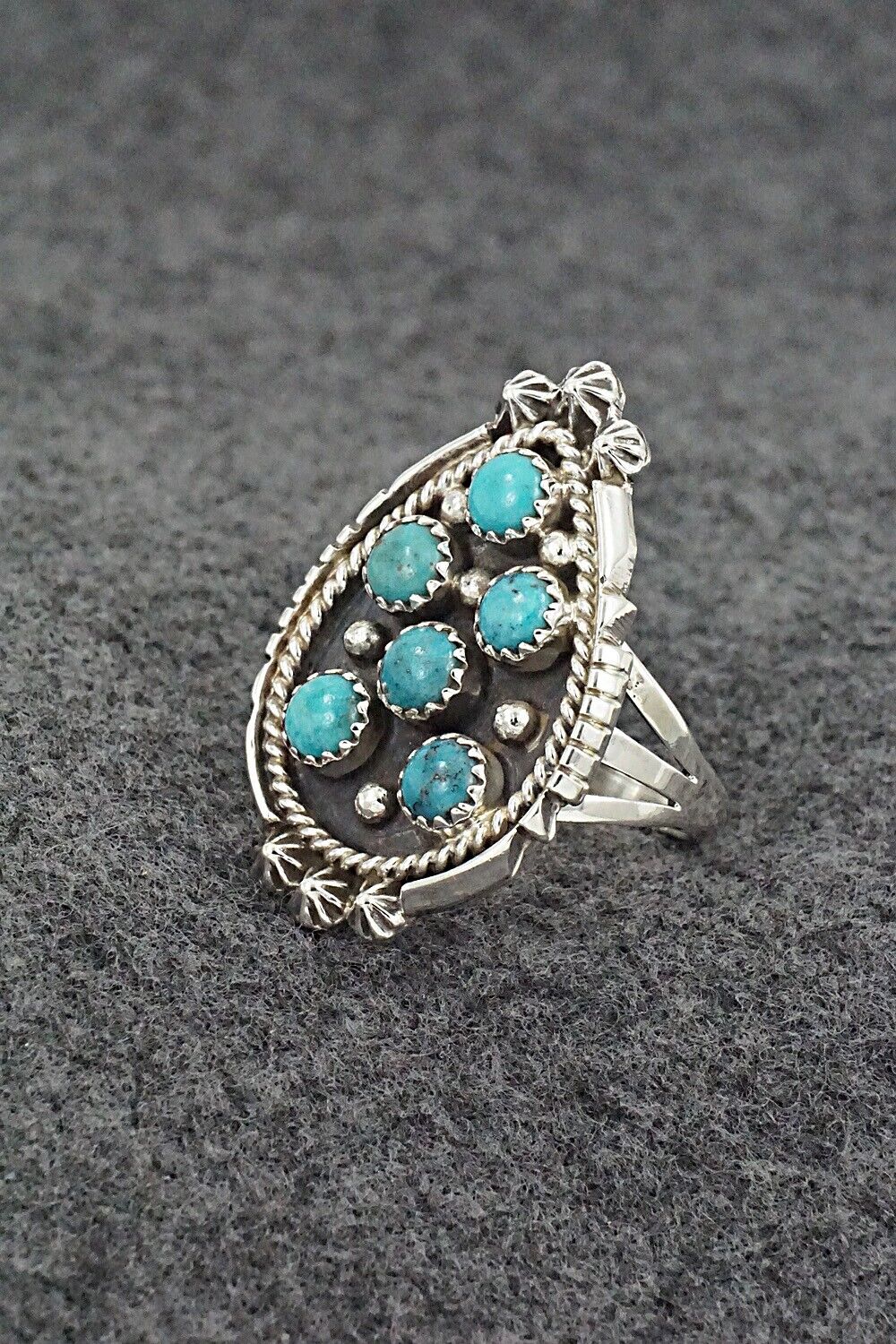 Turquoise & Sterling Silver Ring - Kenny Lonjose - Size 9.5