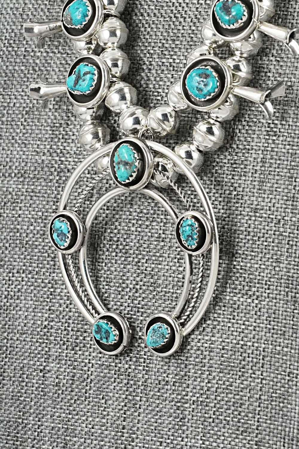 Turquoise & Sterling Silver Squash Blossom Set - Phil Garcia