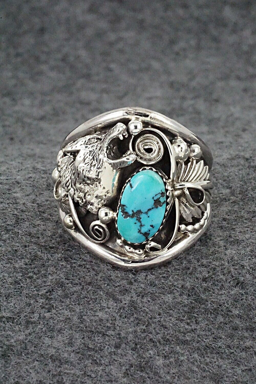 Turquoise & Sterling Silver Ring - Jeannette Saunders - Size 14.5