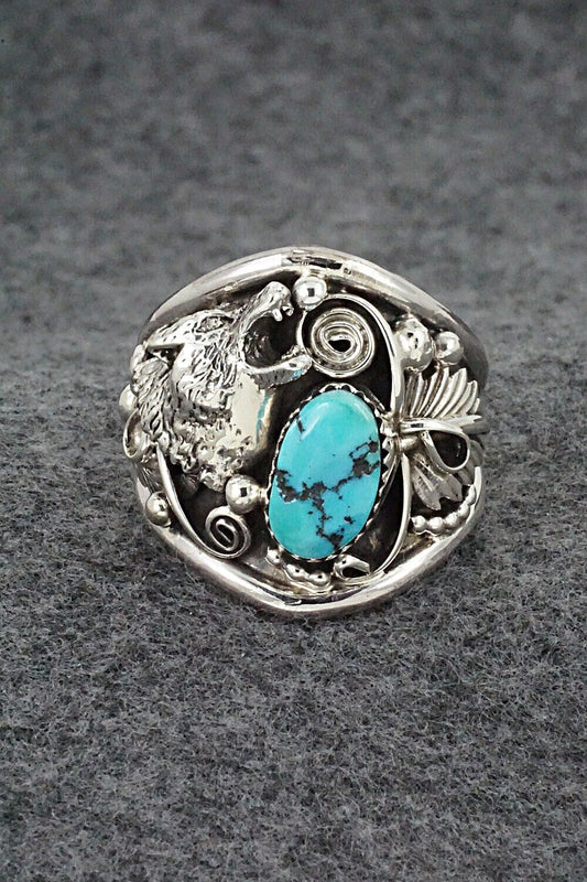 Turquoise & Sterling Silver Ring - Jeannette Saunders - Size 14.5