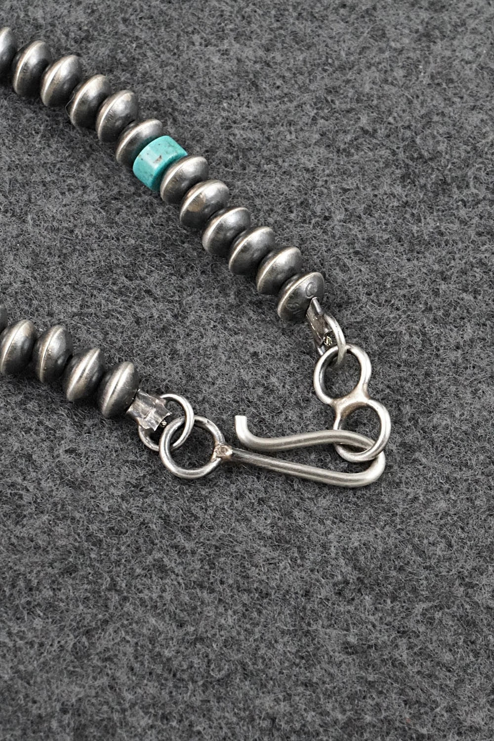 Turquoise & Sterling Silver Navajo Pearl Necklace 22" - Crystal Haley