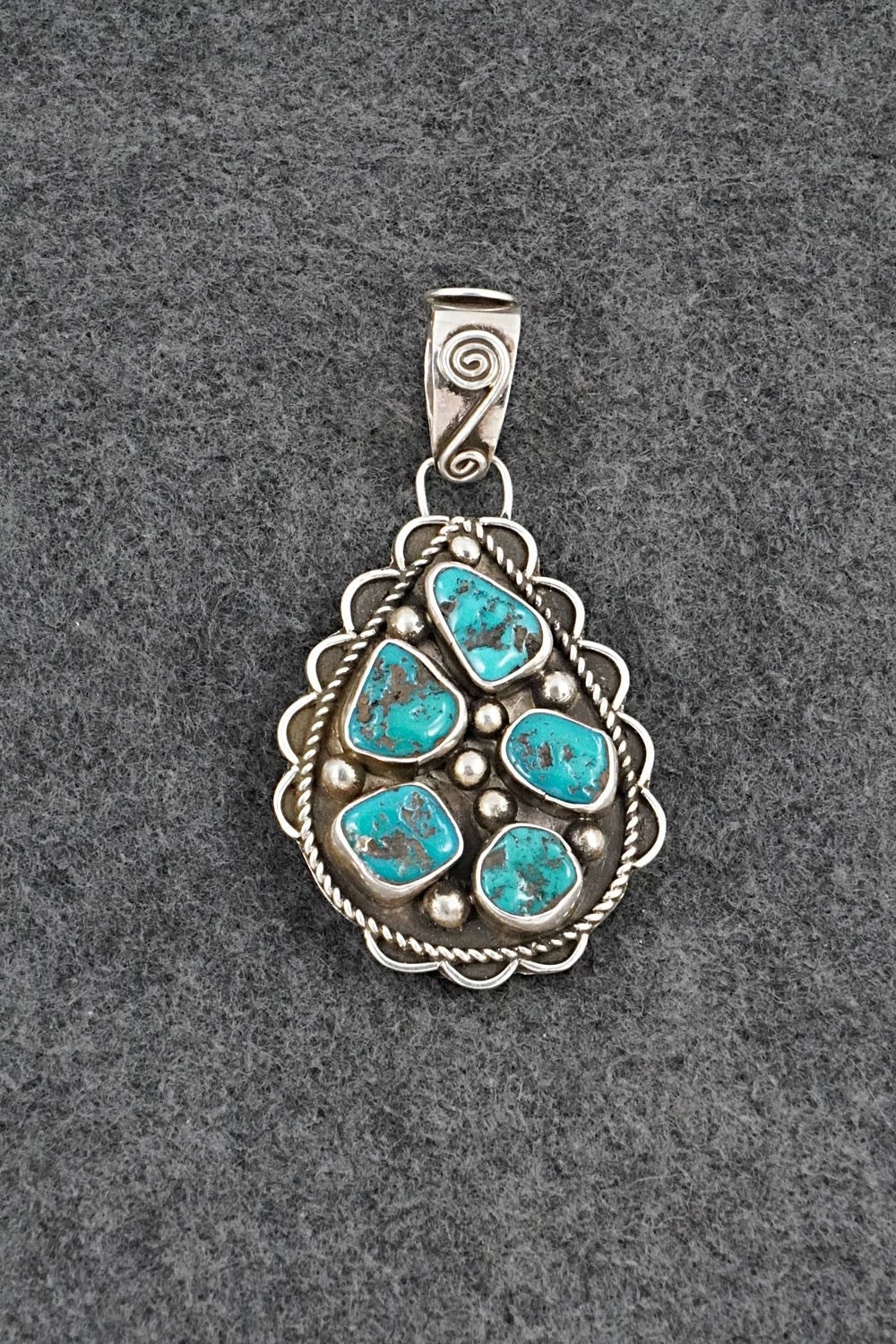 Turquoise, Spiny Oyster & Sterling Silver Pendant - Priscilla Reeder
