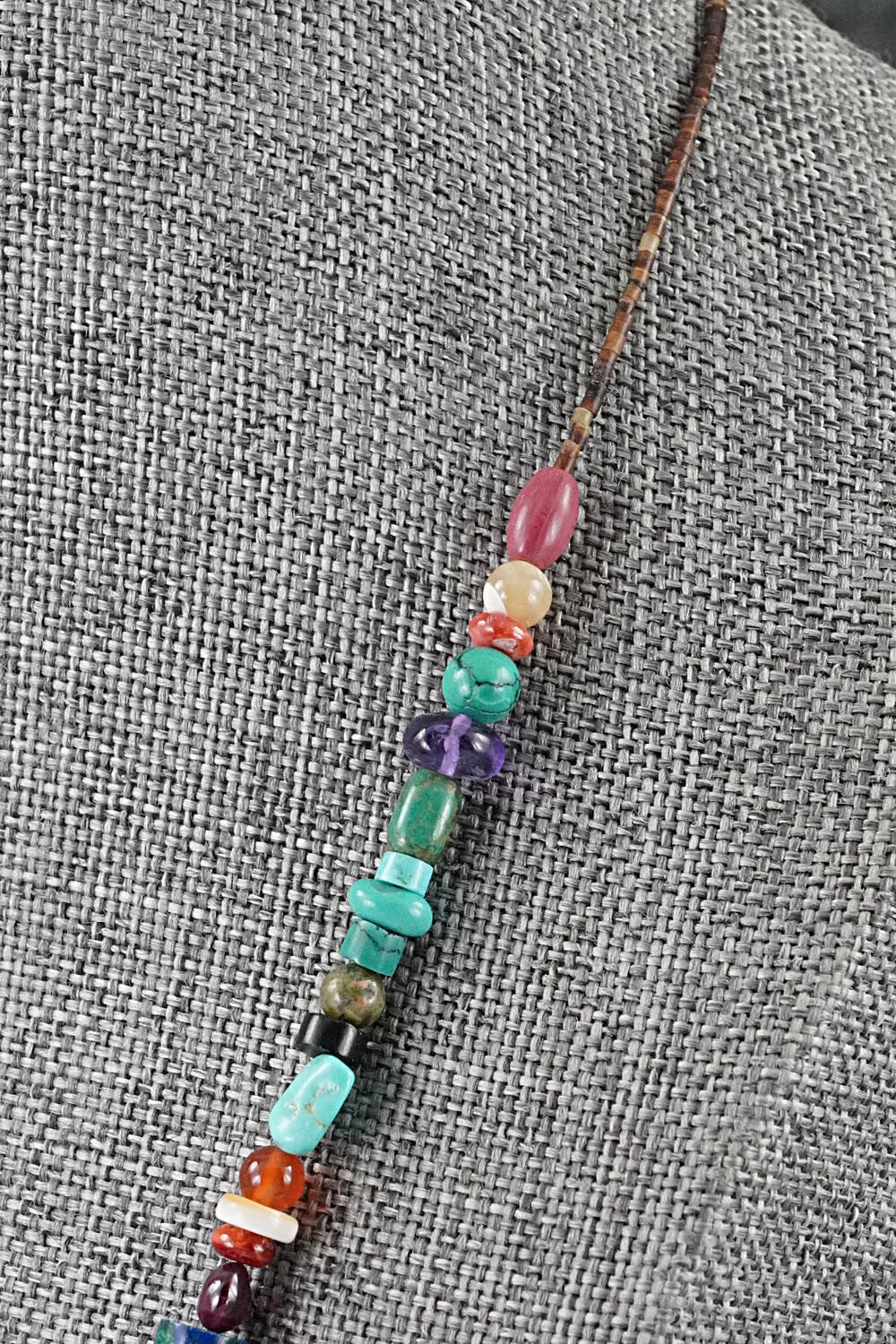 Multi-Stone & Sterling Silver Necklace 18" - Helen Tsosie