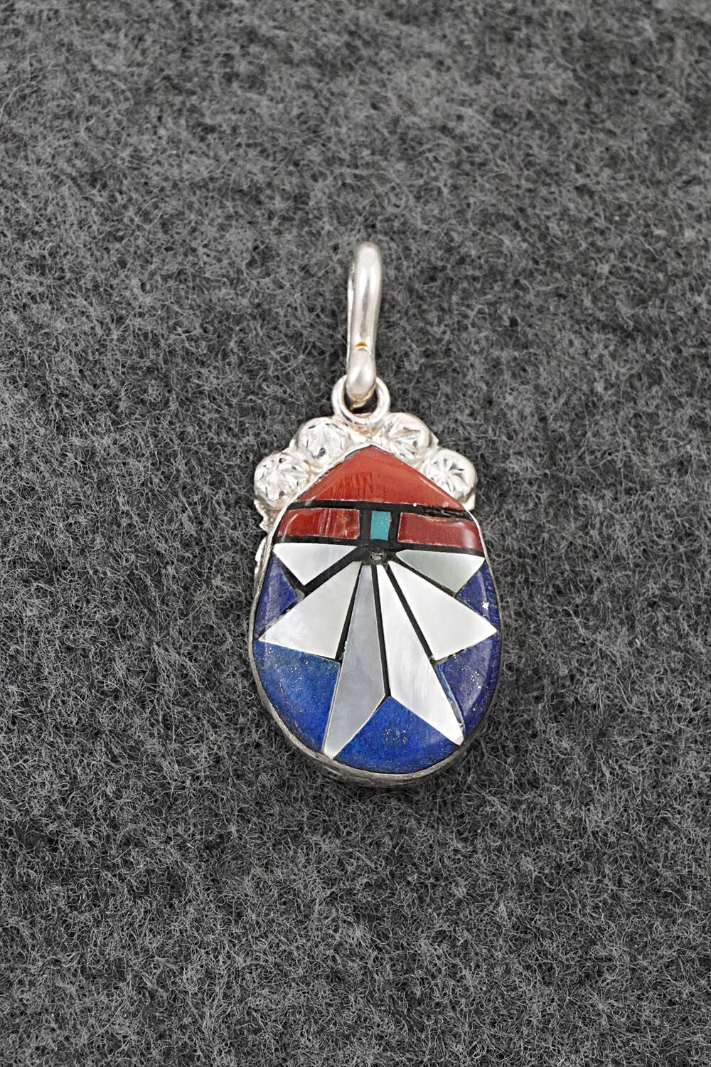 Multi Stone & Sterling Silver Inlay Pendant - Ola Eriacho
