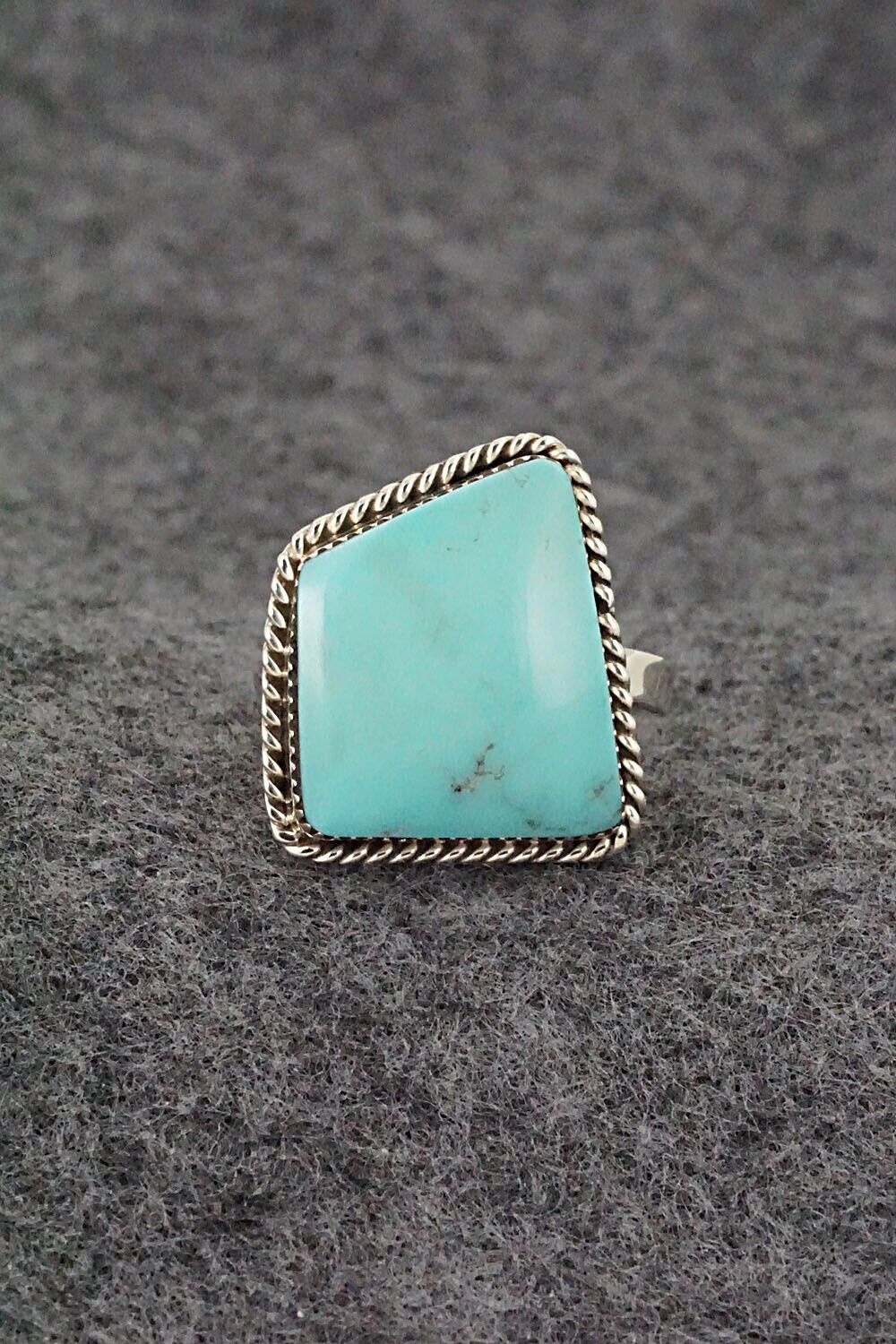 Turquoise & Sterling Silver Ring - Sheena Jack - Size 8 (Adj.)