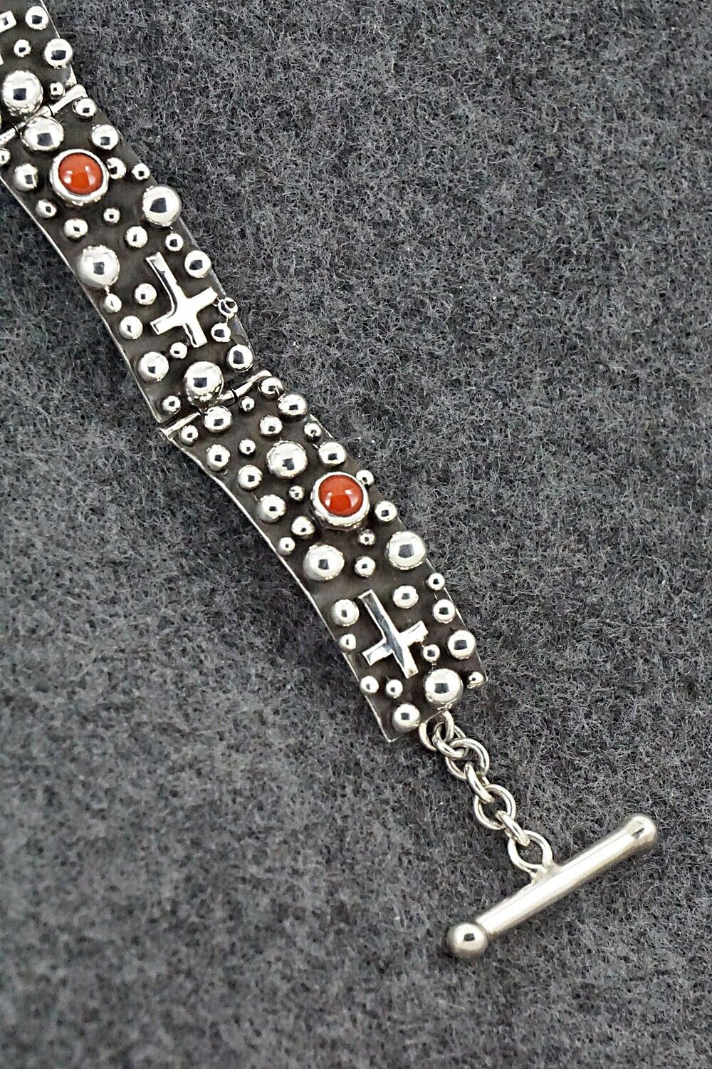 Coral & Sterling Silver Bracelet - Akee Douglas