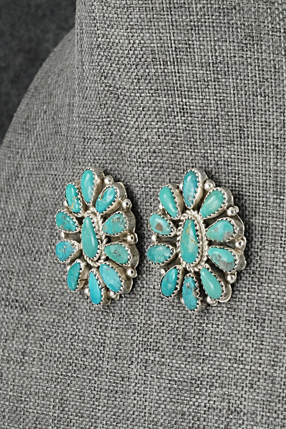Turquoise & Sterling Silver Necklace and Earrings Set - Eunice Wilson