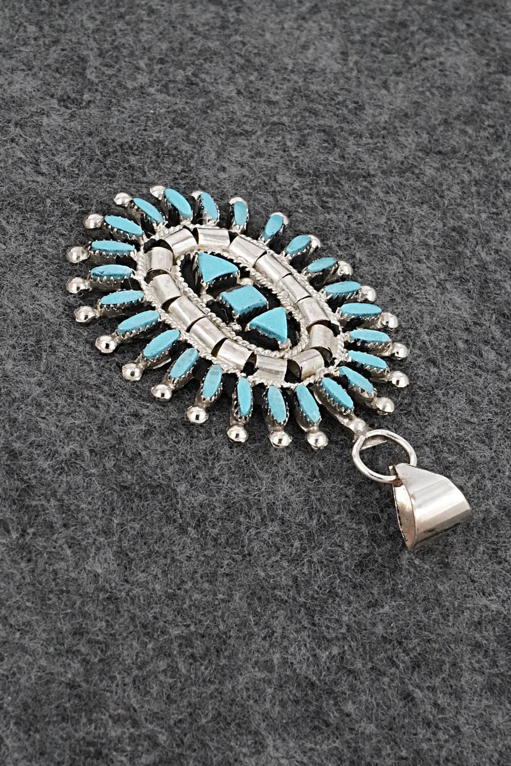 Turquoise & Sterling Silver Pendant - Evonne Hustito