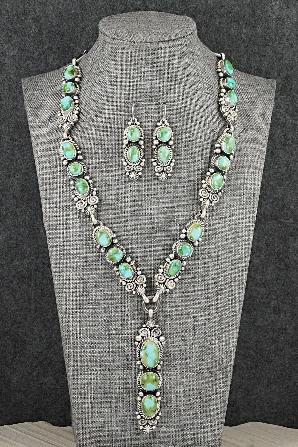 Turquoise & Sterling Silver Necklace and Earrings Set - Rosita Calladitto