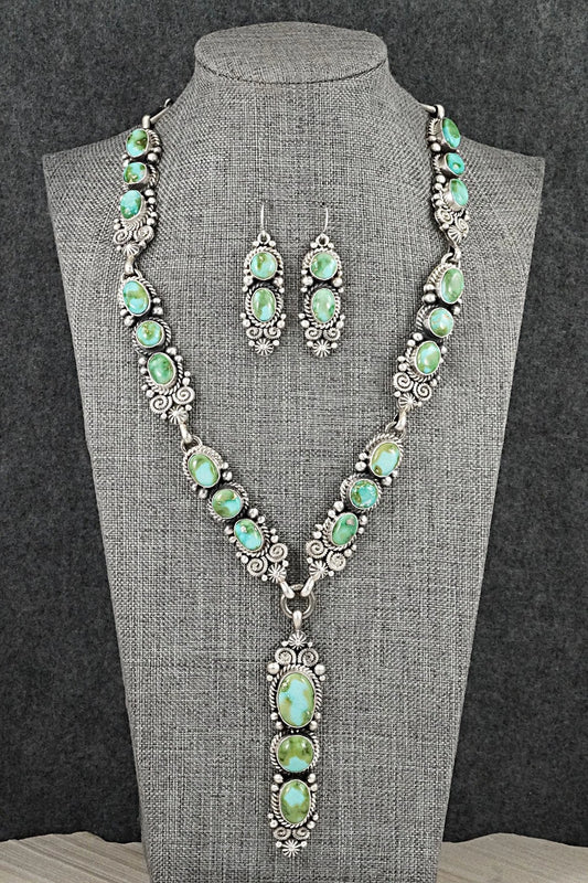 Turquoise & Sterling Silver Necklace and Earrings Set - Rosita Calladitto