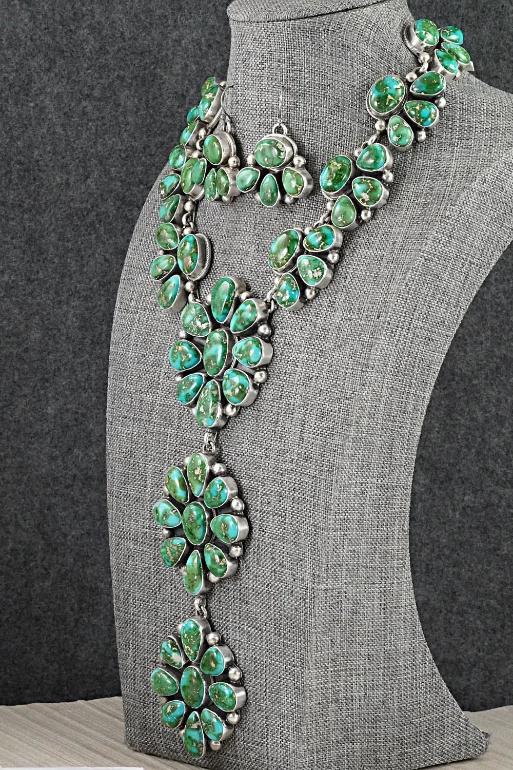 Turquoise & Sterling Silver Necklace and Earrings Set - Kathleen Livingston