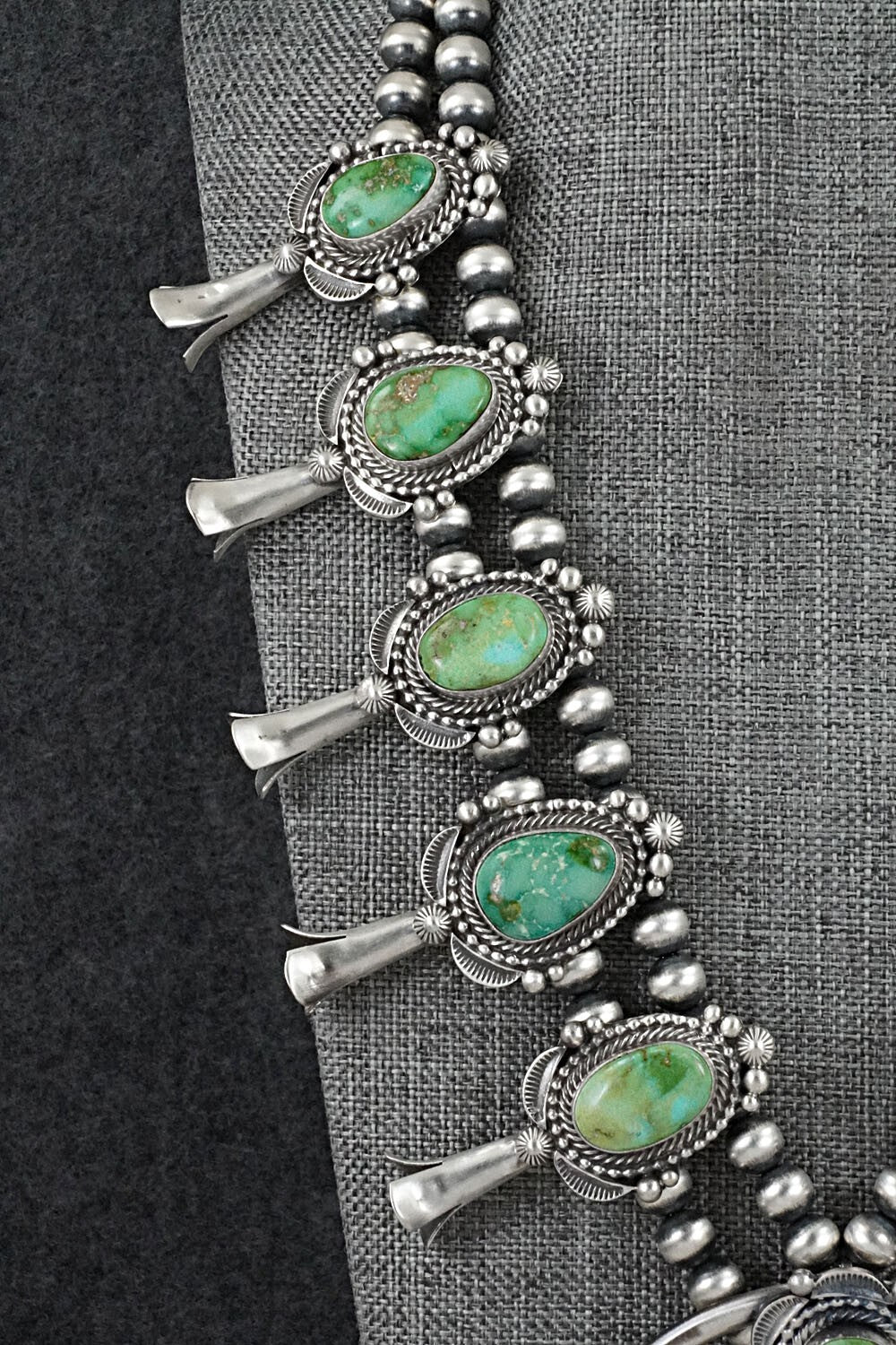 Turquoise & Sterling Silver Squash Blossom Set - Tom Lewis