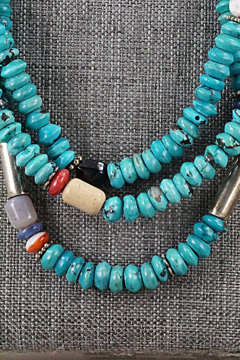 Multi Stone and Sterling Silver Necklace - Tommy Singer