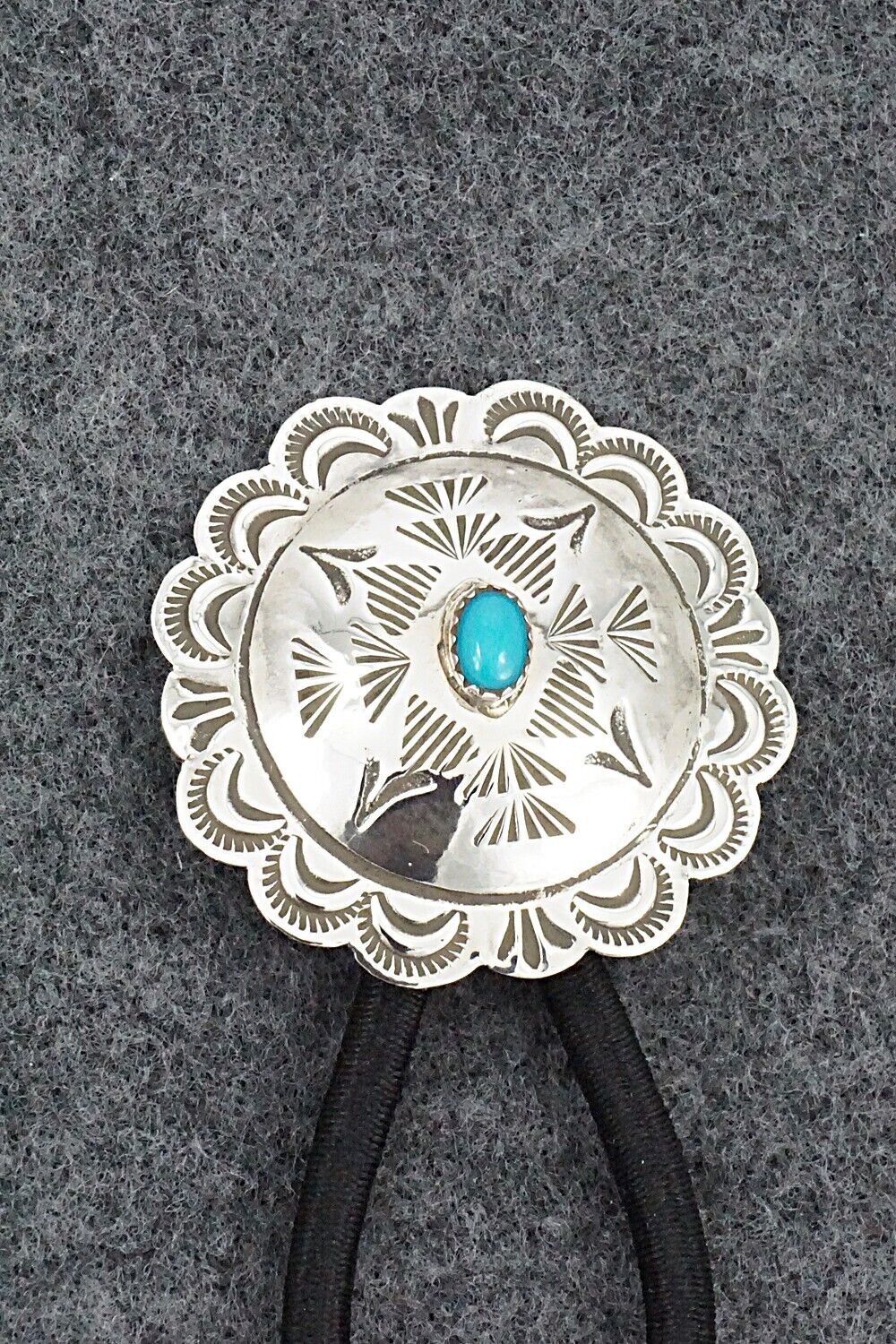 Turquoise & Sterling Silver Hair Tie - Bertha Begay