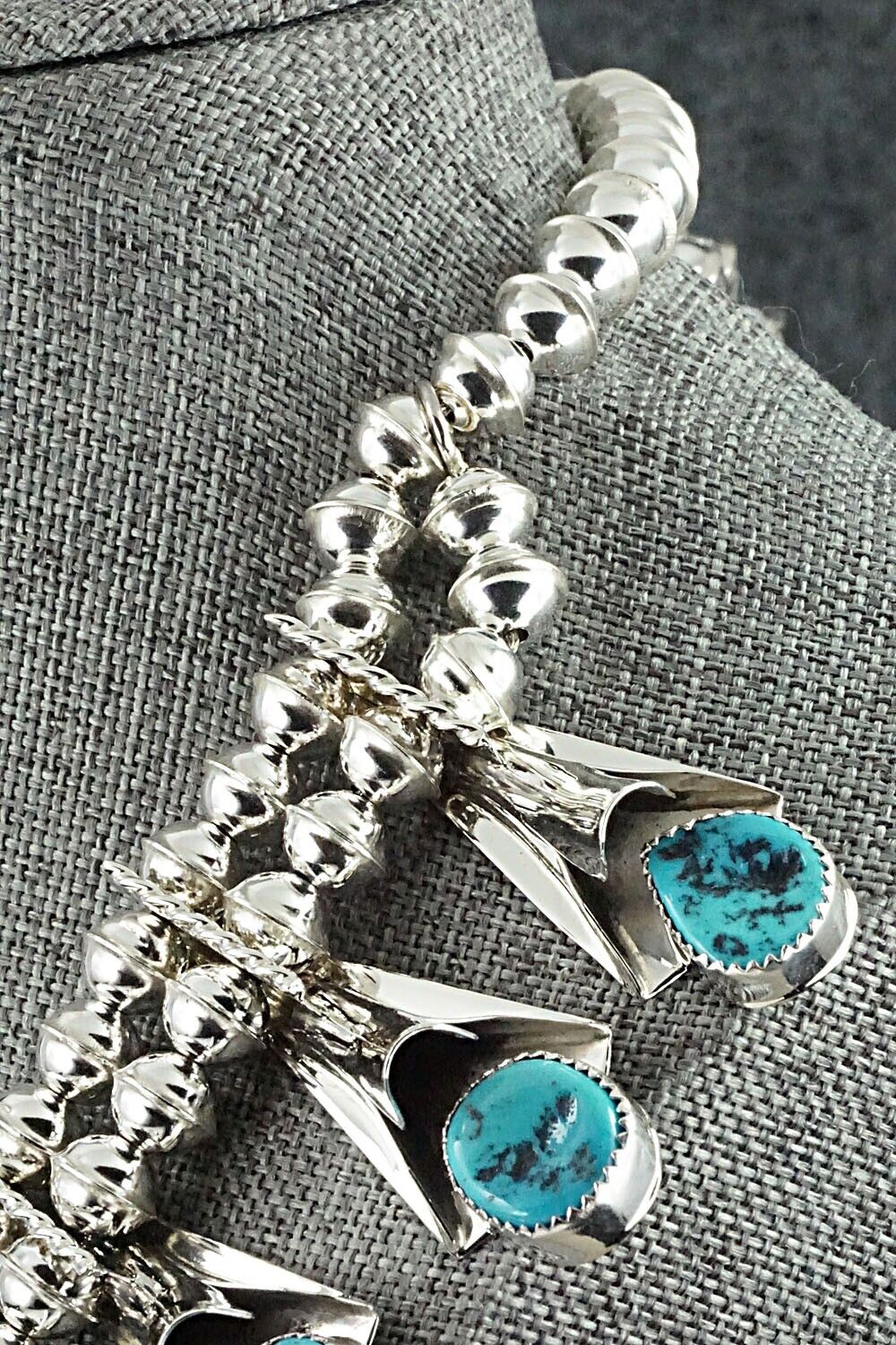 Turquoise & Sterling Silver Squash Blossom Set - Louise Yazzie