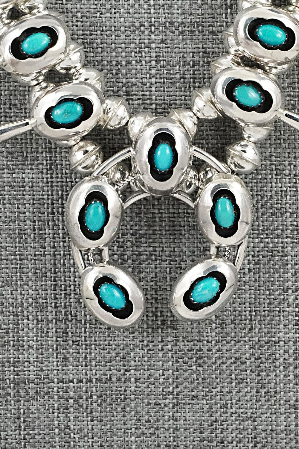 Turquoise & Sterling Silver Squash Blossom Set - Phil Garcia