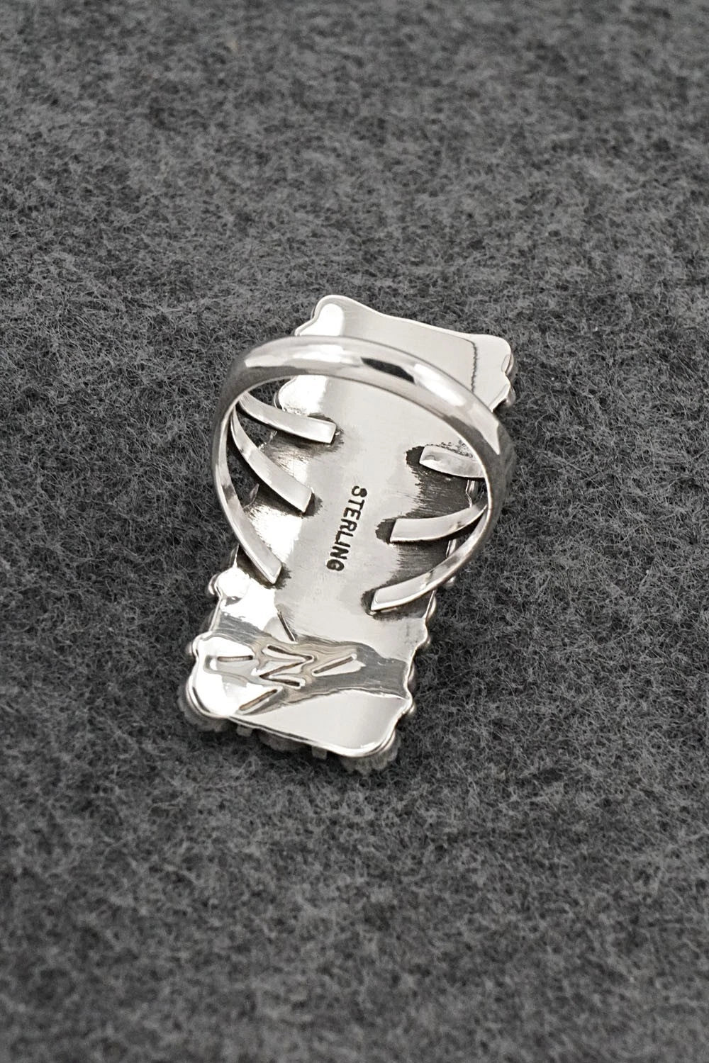 Turquoise & Sterling Silver Ring - Kenny Lonjose - Size 8