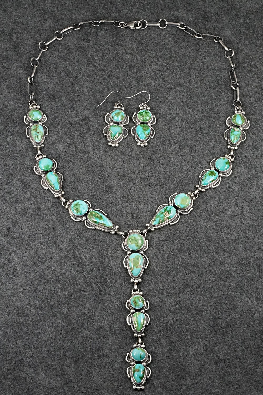 Turquoise & Sterling Silver Necklace and Earrings Set - Kathleen Livingston