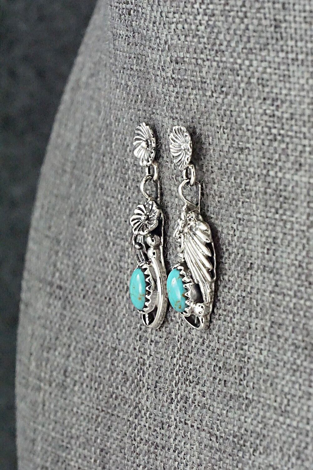 Turquoise & Sterling Silver Earrings - Verley Betone