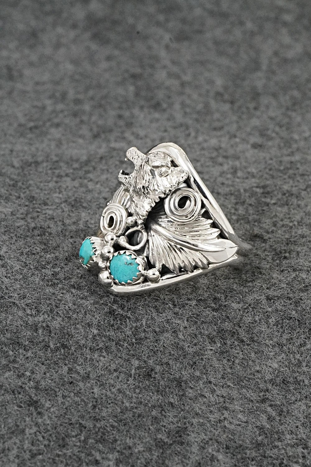 Turquoise & Sterling Silver Ring - Darrell Morgan - Size 12