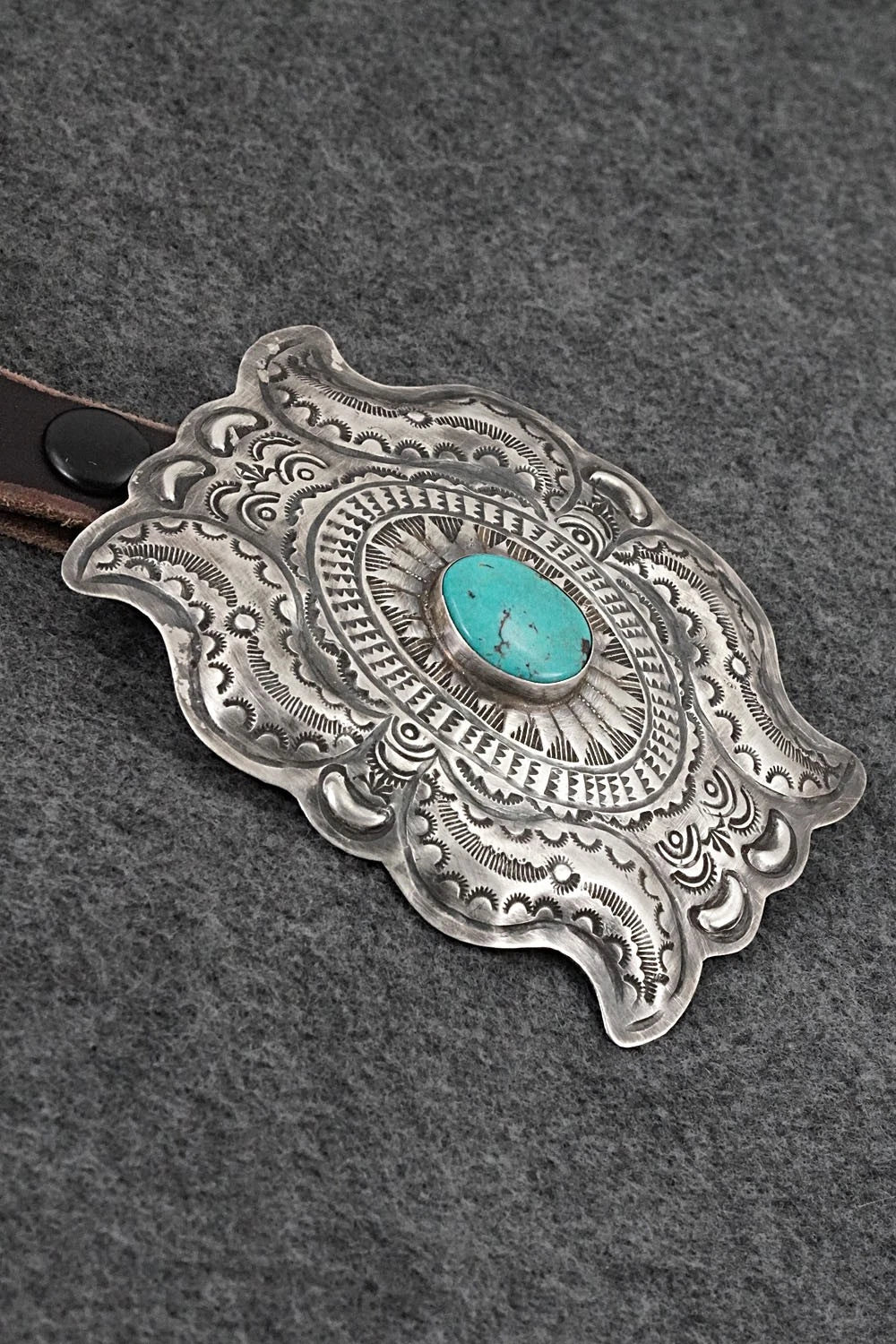 Turquoise, Sterling Silver & Leather Concho Belt - Dan Morgan