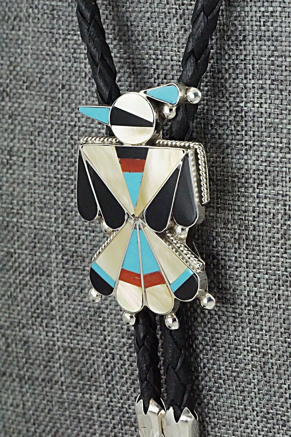 Multi-Stone & Sterling Silver Inlay Bolo Tie - Favian Cellicion