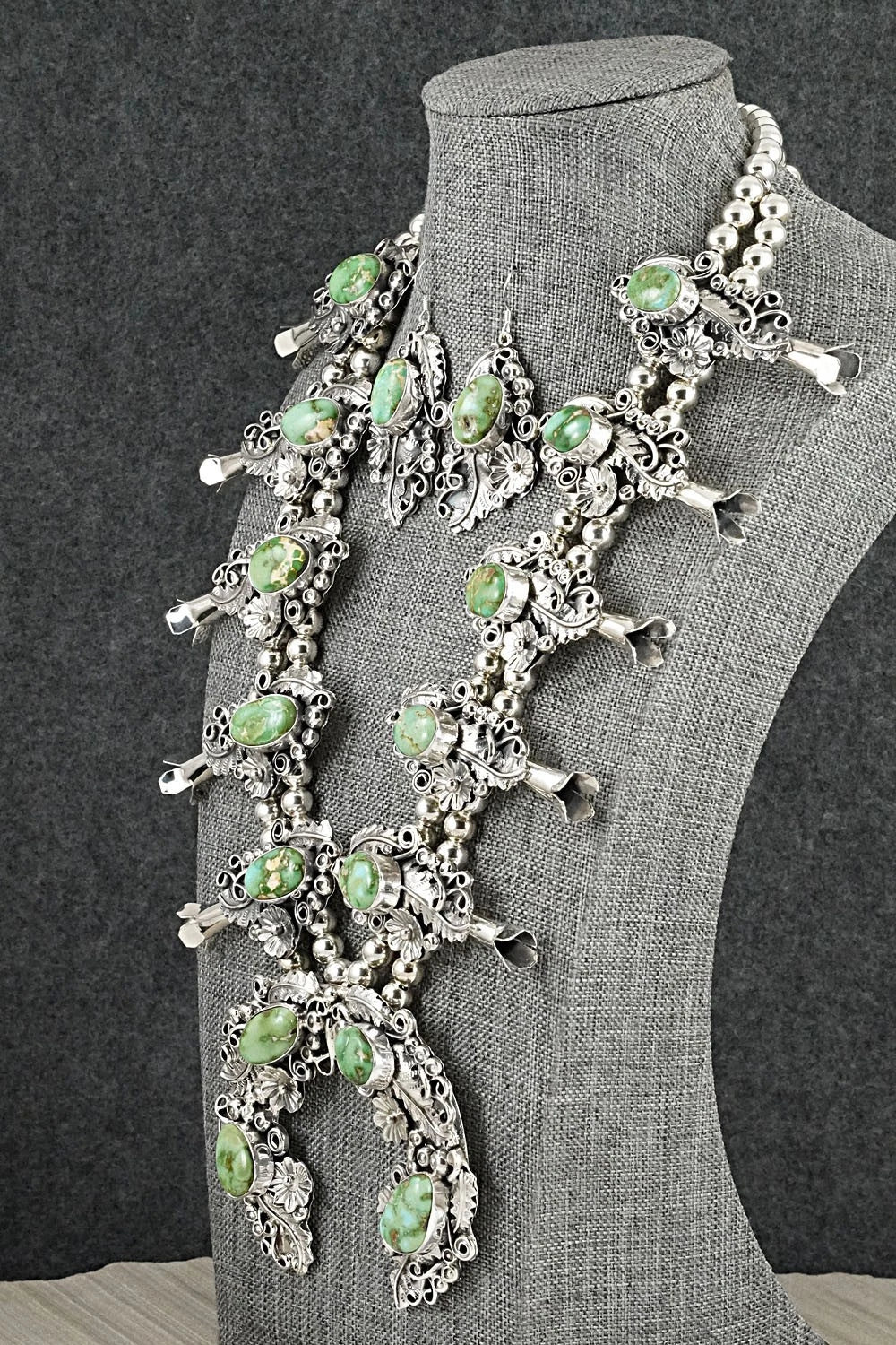 Turquoise & Sterling Silver Squash Blossom Set - Harry B. Yazzie