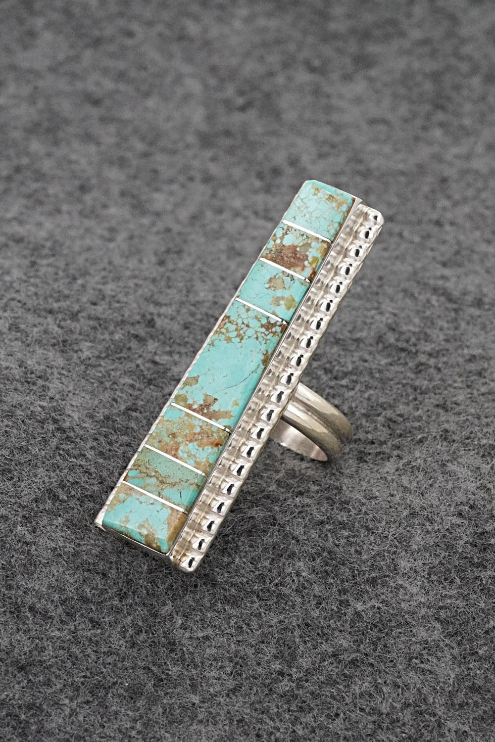 Turquoise & Sterling Silver Ring - Wilbert Grey - Size 9