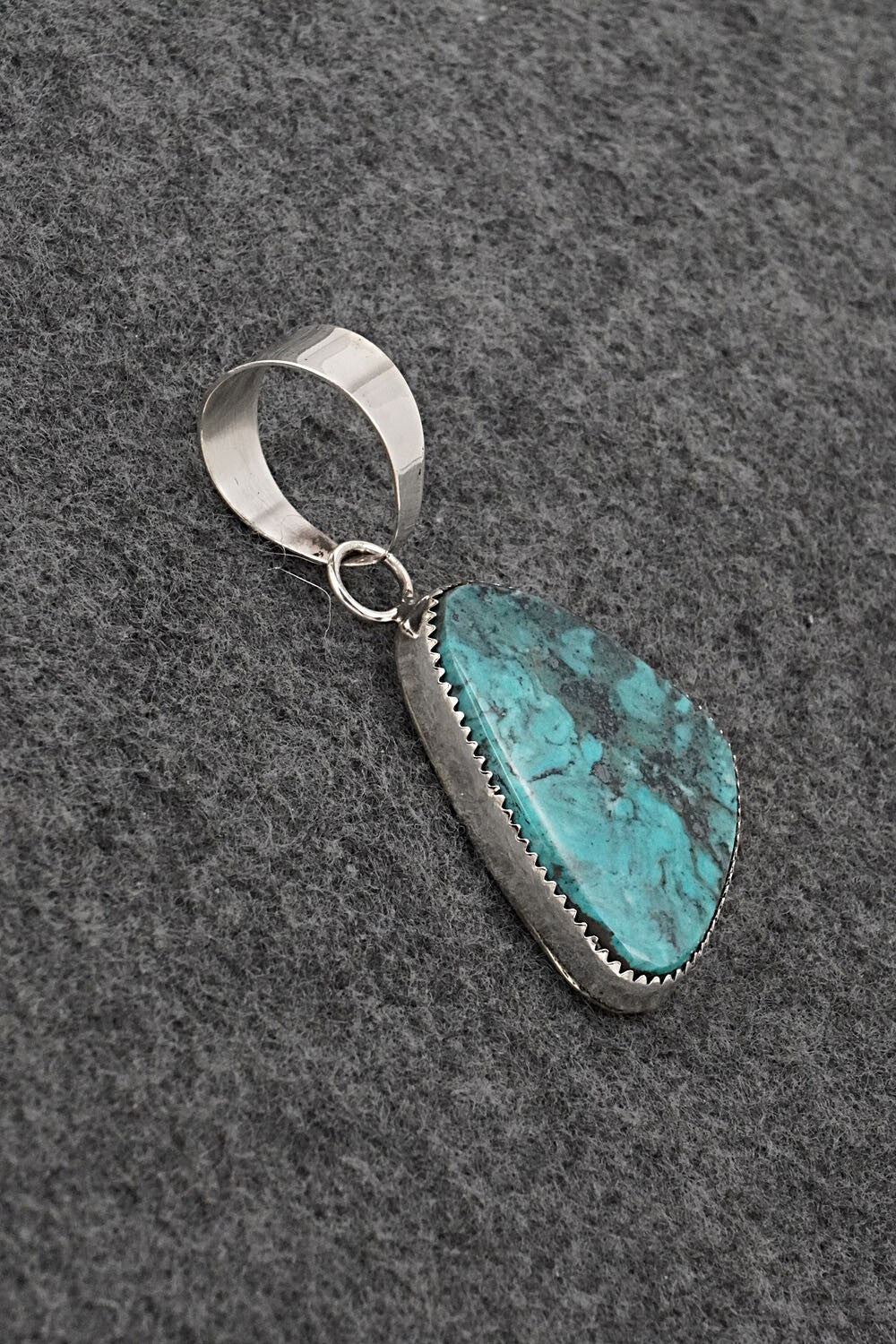 Turquoise and Sterling Silver Pendant - Leslie Nez