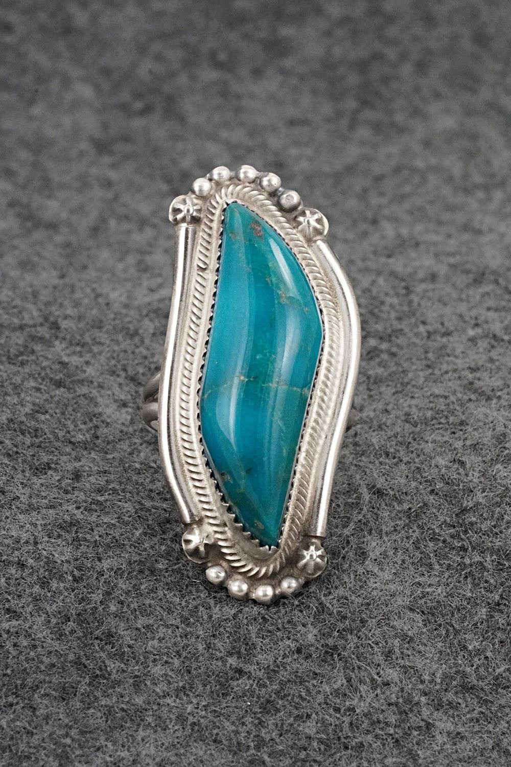 Turquoise & Sterling Silver Ring - Leslie Nez - Size 10.5