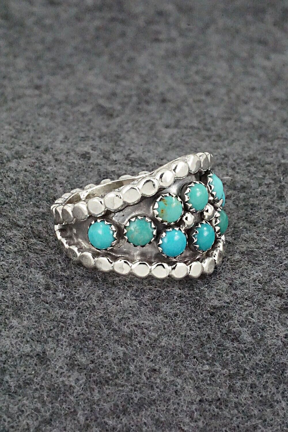 Turquoise & Sterling Silver Ring - Kenny Lonjose - Size 9