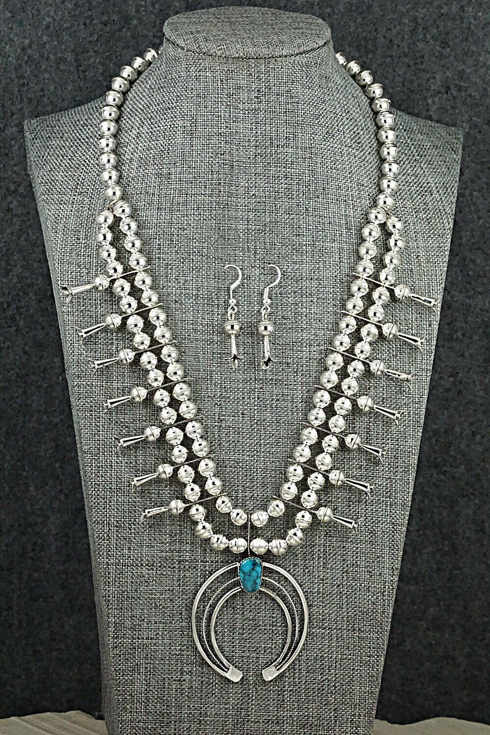 Turquoise & Sterling Silver Squash Blossom Set - Phil Garcia