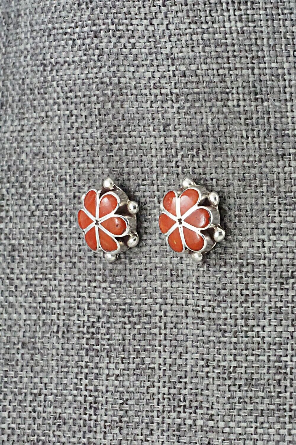 Coral & Sterling Silver Earrings - Bernadette Hattie