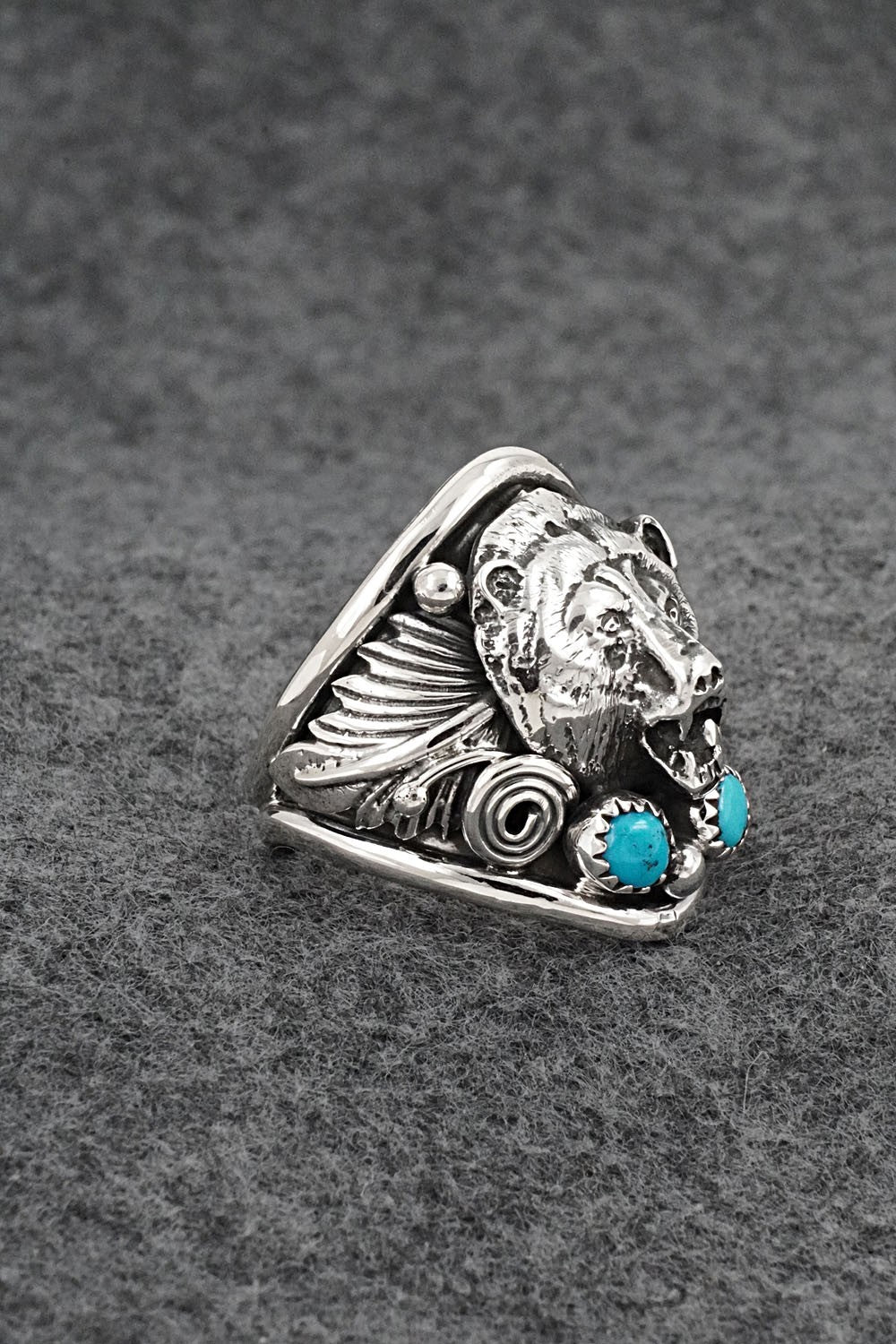Turquoise & Sterling Silver Ring - Jeanette Saunders - Size 10.5