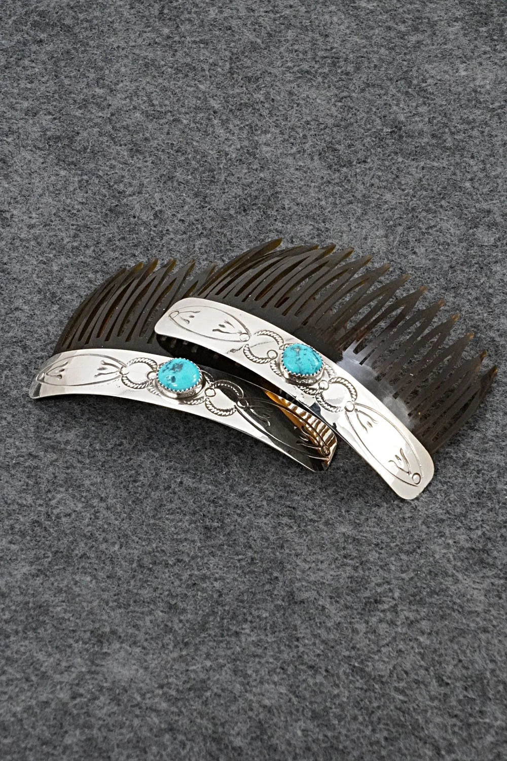 Turquoise & Sterling Silver Hair Combs - Joann Silver