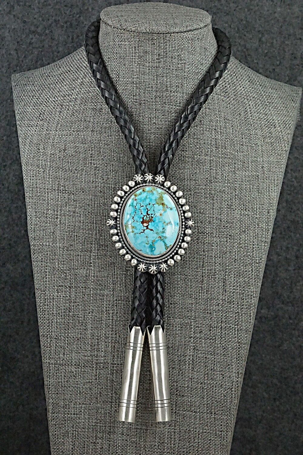 Turquoise & Sterling Silver Bolo Tie - Bobby Johnson