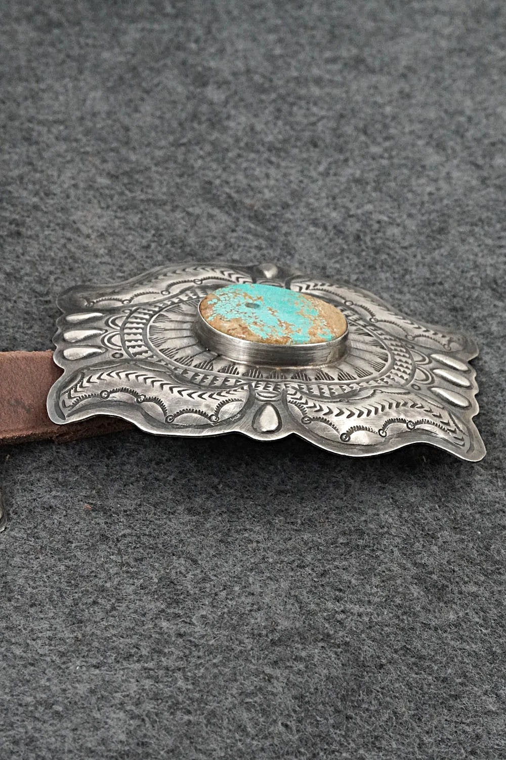 Turquoise, Sterling Silver & Leather Concho Belt - Dan Morgan