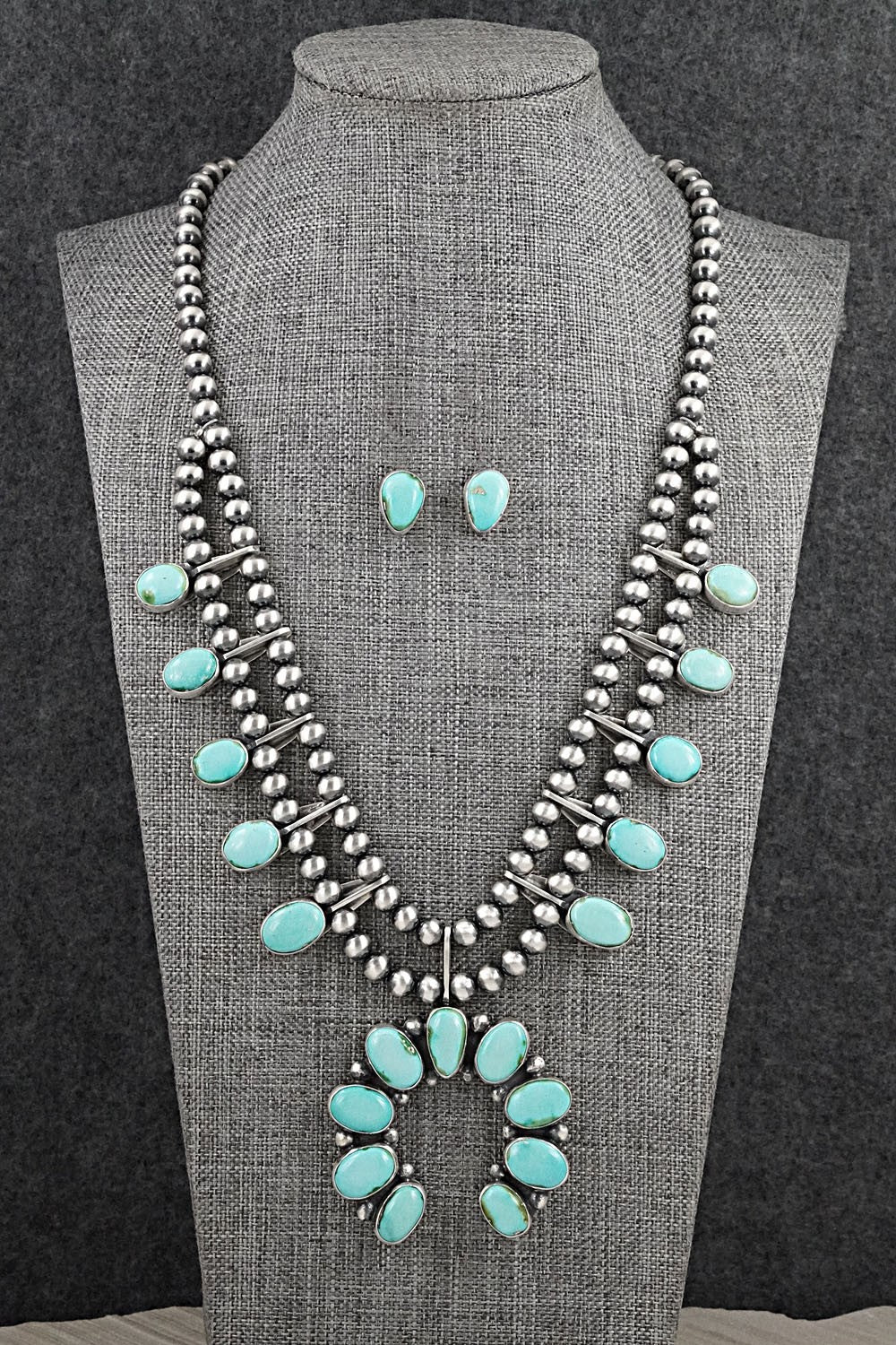 Turquoise & Sterling Silver Squash Blossom Set - Darrin Livingston