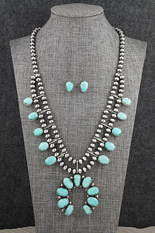 Turquoise & Sterling Silver Squash Blossom Set - Darrin Livingston