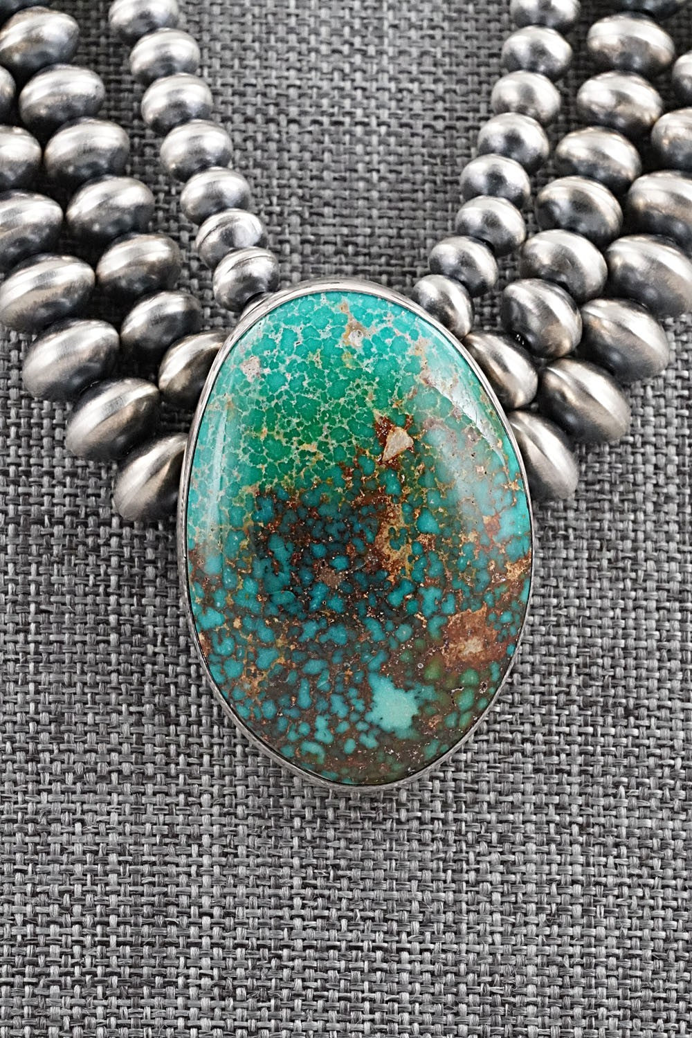 Turquoise & Sterling Silver Navajo Pearl Necklace - Johnson & Halwood