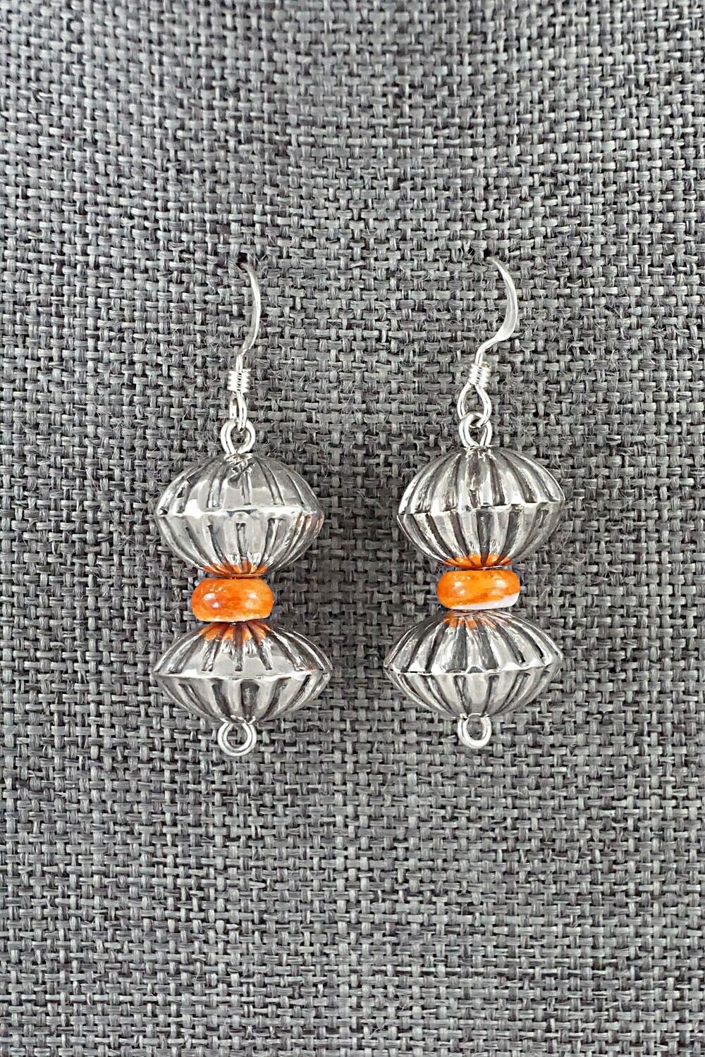 Spiny Oyster & Sterling Silver Navajo Pearl Earrings - Presley Haley