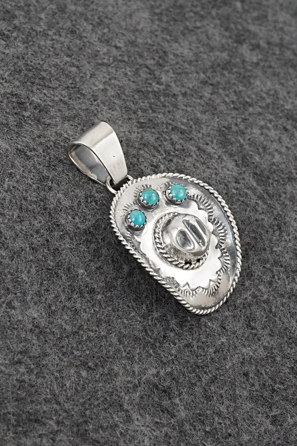 Turquoise & Sterling Silver Pendant - Bobby Platero