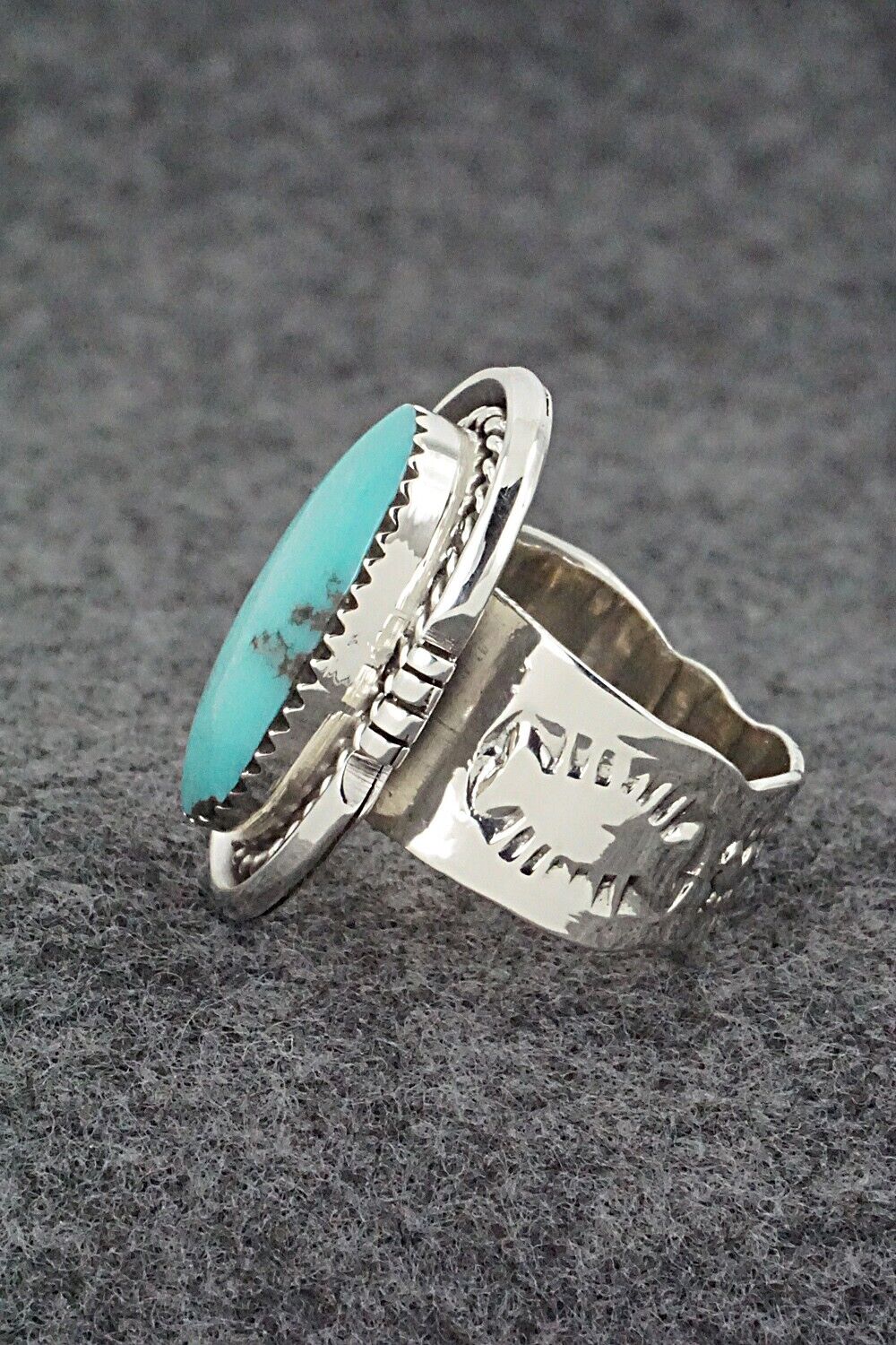 Turquoise & Sterling Silver Ring - Sheena Jack - Size 7.25