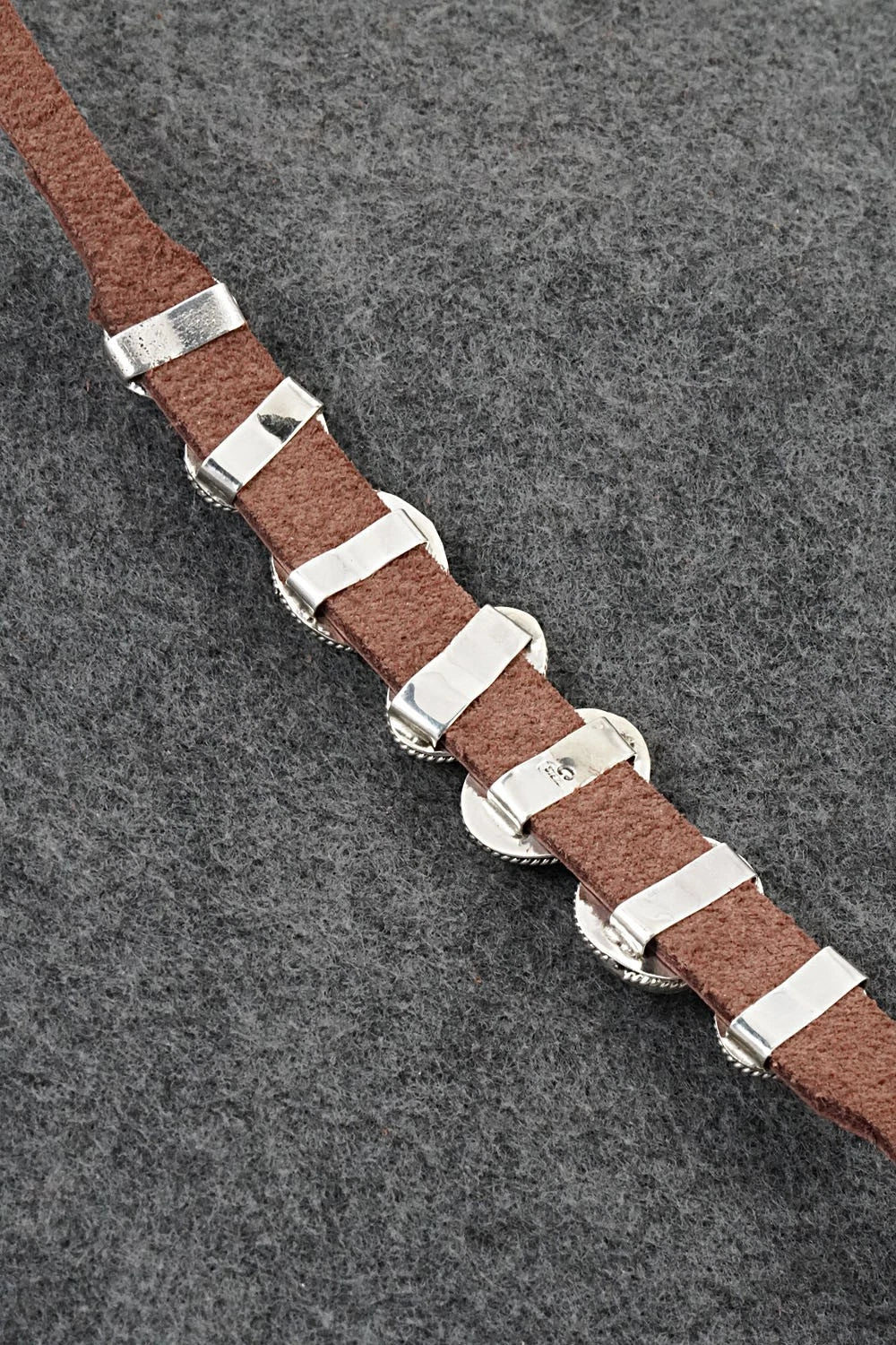 Turquoise, Sterling Silver & Leather Bracelet - Rosita Charlie