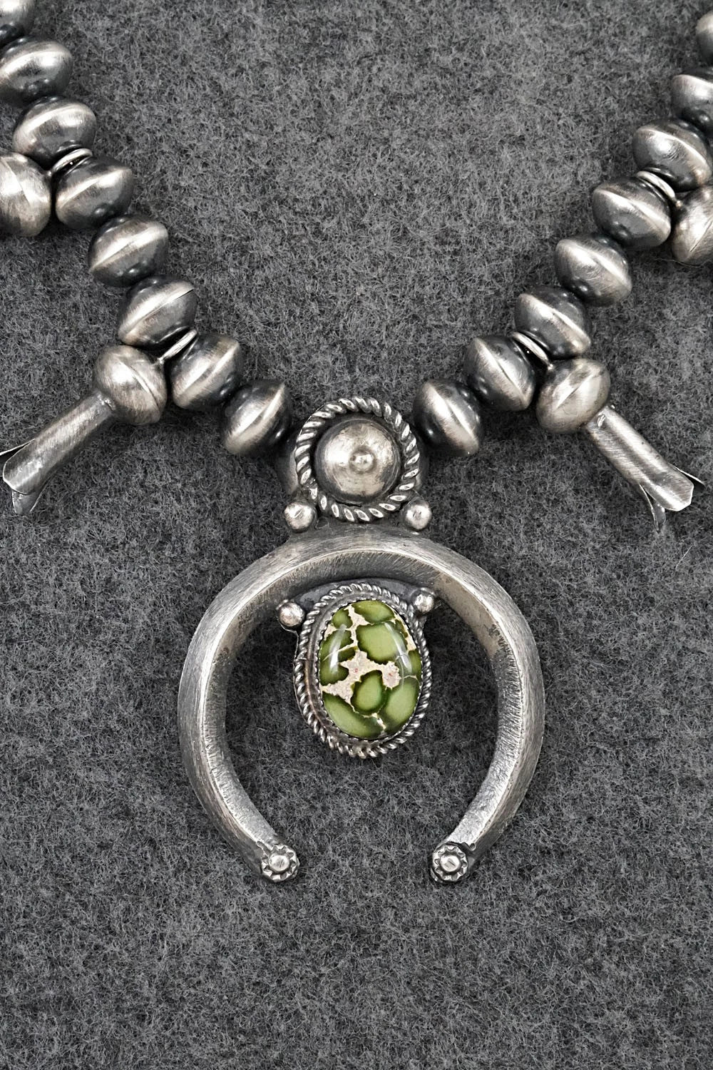 Turquoise & Sterling Silver Squash Blossom Necklace - Presley Haley