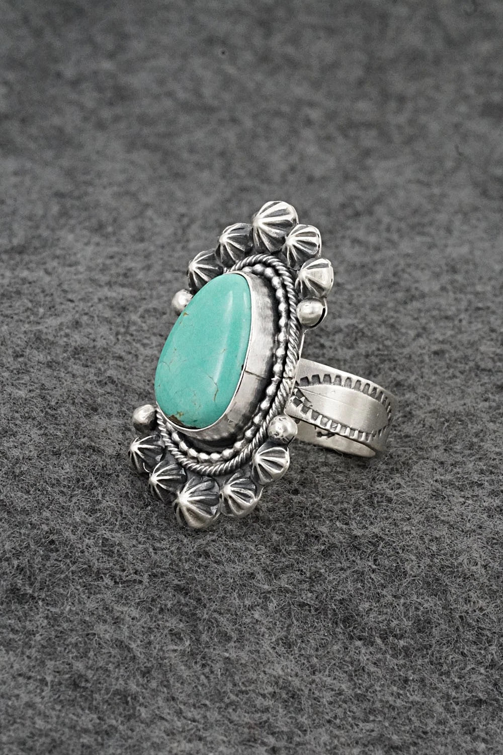 Turquoise & Sterling Silver Ring - Cordell Platero - Size Adjustable