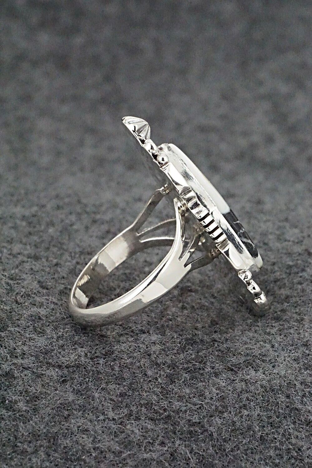 White Buffalo & Sterling Silver Ring - Daniel Benally - Size 9.5