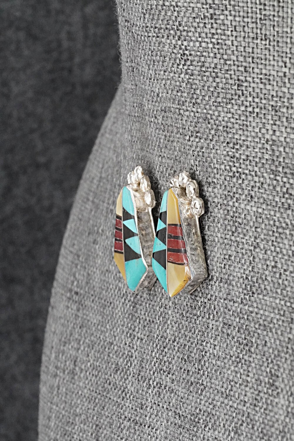 Multi-Stone Inlay & Sterling Silver Earrings - Ola Eriacho